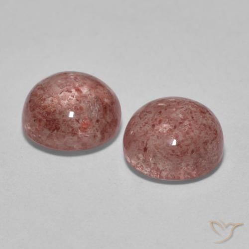 Gemme di Quarzo fragola Rosa medio naturale da 3.35 ct, Taglio rotondo, Traslucido