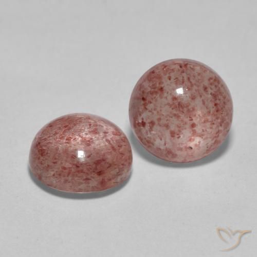 Gemme di Quarzo fragola Rosa medio naturale da 3.23 ct, Rotondo, Traslucido
