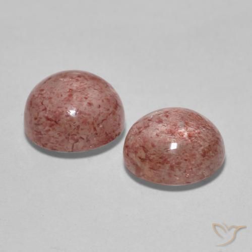 Gemme di Quarzo fragola Rosa medio naturale da 3.23 ct, Rotondo, Traslucido