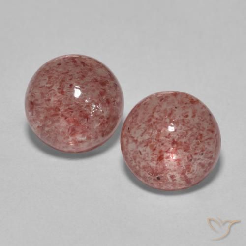 Gemme di Quarzo fragola Rosa medio naturale da 3.67 ct, Rotondo, Traslucido