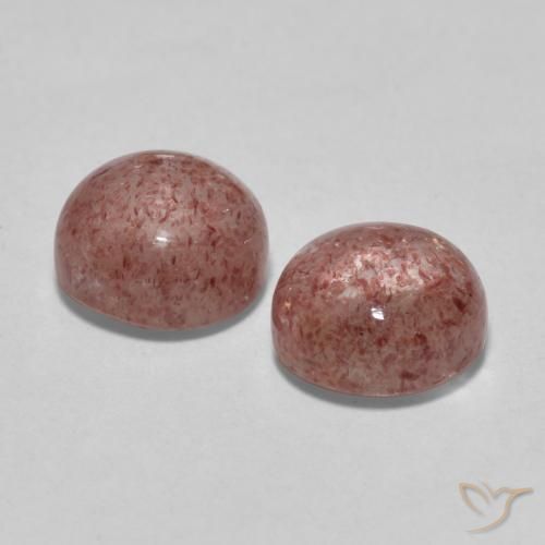 Gemme di Quarzo fragola Rosa medio naturale da 3.42 ct, Rotondo, Traslucido