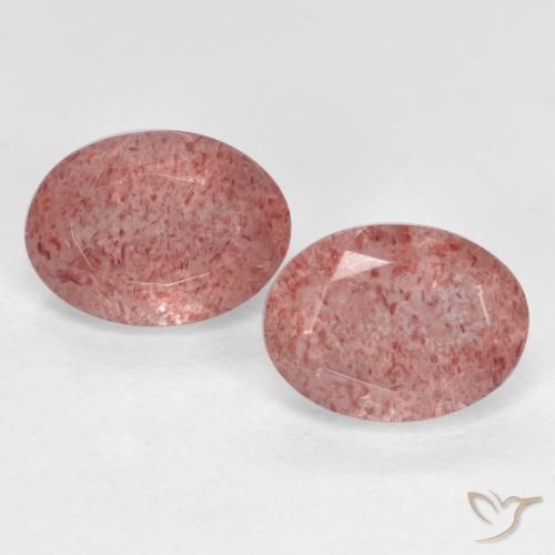 2.69ctw Naturale Rosa terroso Quarzo Fragola, Ovale, Traslucido