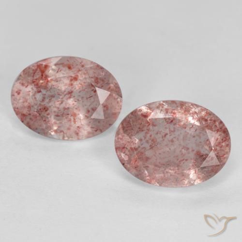 2.30ctw Naturale Rosa terroso Quarzo fragola, Ovale, Traslucido
