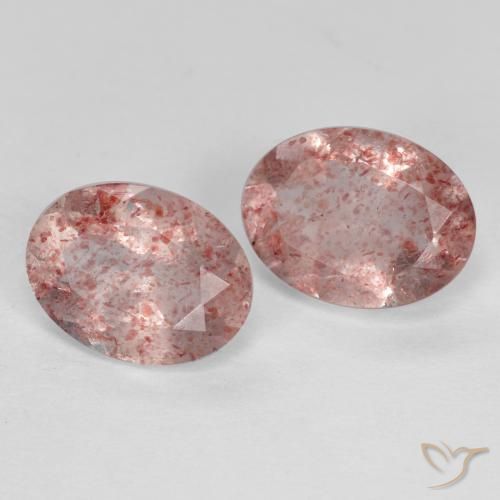Gemme di Quarzo fragola Rosa terroso naturale da 2.30 ct, Ovale, Traslucido