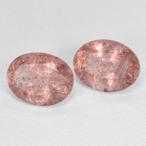 Gemme di quarzo fragola rosa terroso naturale da 2,35 ct, taglio ovale, traslucido