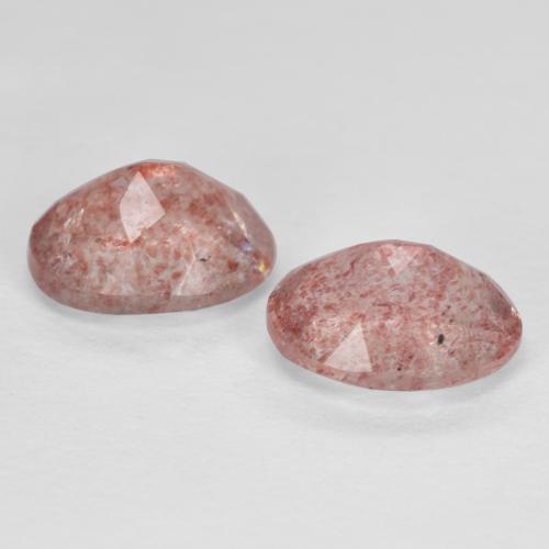 Gemme di quarzo fragola rosa terroso naturale da 2,35 ct, taglio ovale, traslucido
