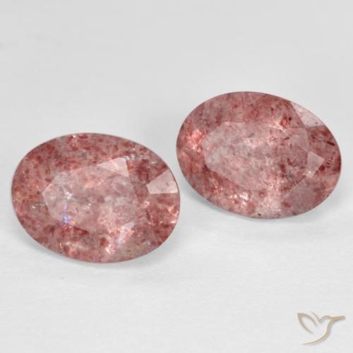 Gemme di Quarzo fragola Rosa medio naturale da 2.47 ct, Ovale, Traslucido