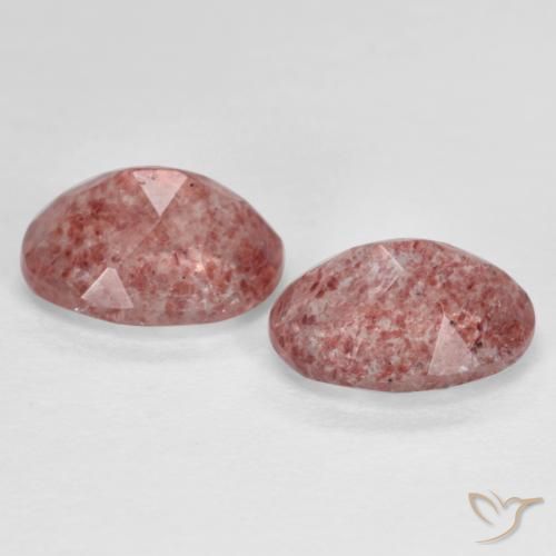Gemme di Quarzo fragola Rosa medio naturale da 2.47 ct, Ovale, Traslucido