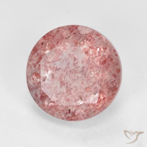 Quarzo fragola Rosa terroso naturale da 3.04 ct, Rotondo, Traslucido