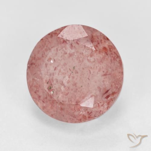 Quarzo fragola Rosa chiaro naturale da 3.03 ct, Rotondo, Traslucido