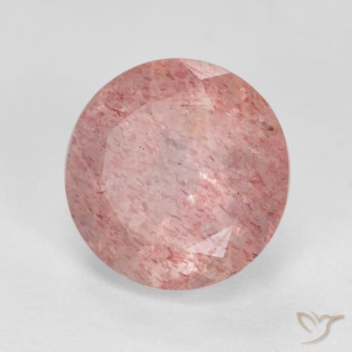 Quarzo fragola Rosa terroso naturale da 3.00 ct, Rotondo, Traslucido