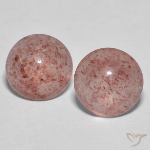 1.92ctw Naturale Rosa intenso rosa Quarzo Fragola, Rotondo, Trasparente