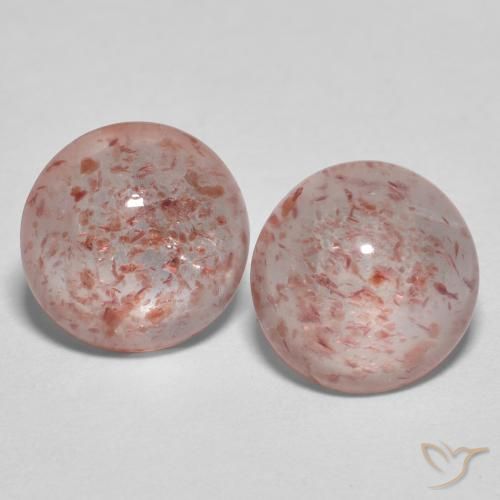 2.06ctw Naturale Rosa terroso Quarzo Fragola, Rotondo, Trasparente