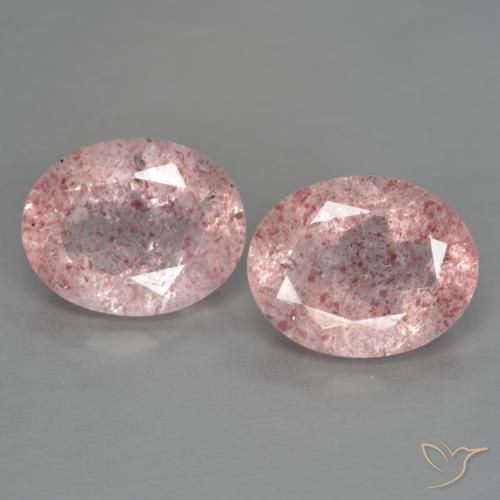 4.80ctw Naturale Rosa rosa Quarzo Fragola, Ovale, Trasparente