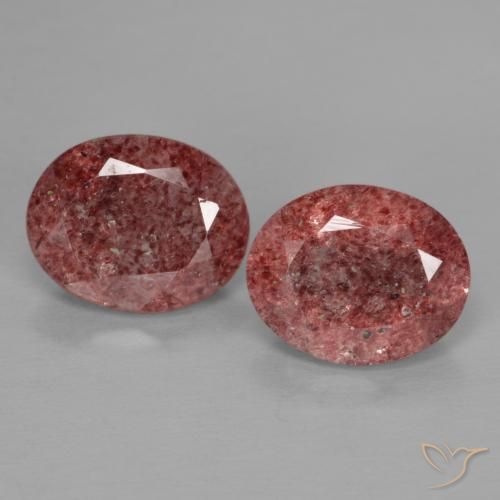 4.70ctw Naturale Rosa scuro Quarzo Fragola, Ovale, Trasparente