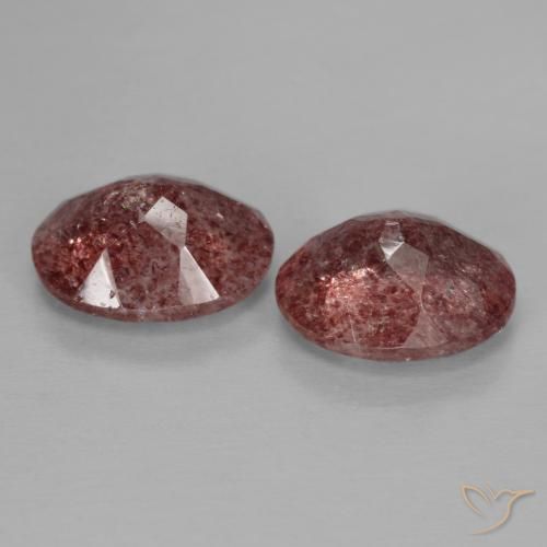 Gemme di Quarzo fragola Rosa scuro naturale da 4.70 ct, Ovale, Trasparente