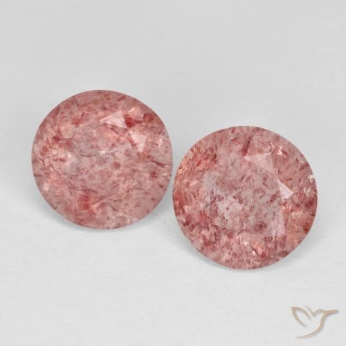 2.34ctw Naturale Rosa chiaro Quarzo Fragola, Rotondo, Trasparente