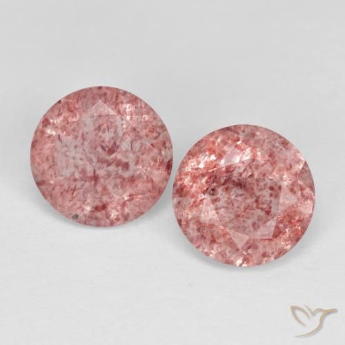 2.29ctw Naturale Rosa medio-chiaro Quarzo Fragola, Rotondo, Trasparente