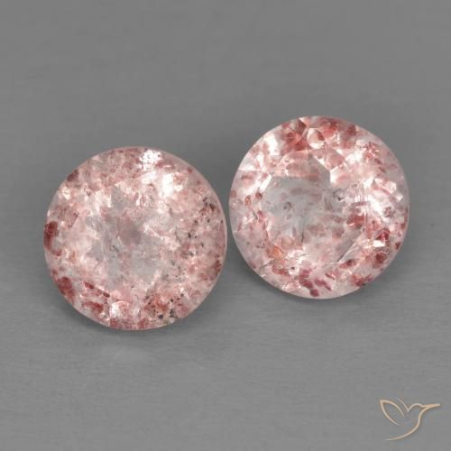 2.66ctw Naturale Rosa chiaro Quarzo Fragola, Rotondo, Trasparente