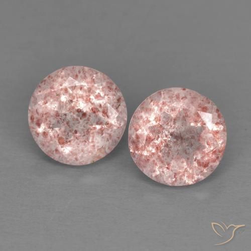 2.50ctw Naturale Rosa chiaro Quarzo Fragola, Rotondo, Trasparente