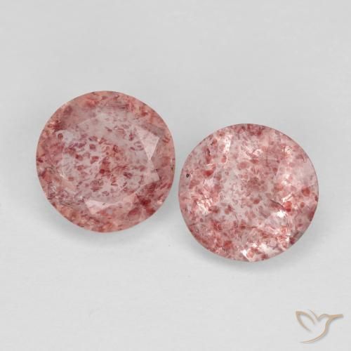 2.23ctw Naturale Rosa scuro Quarzo Fragola, Rotondo, Trasparente
