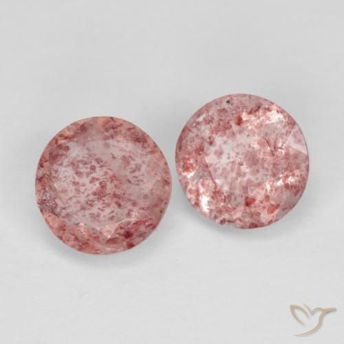Gemme di Quarzo fragola Rosa scuro naturale da 2.23 ct, Rotondo, Trasparente