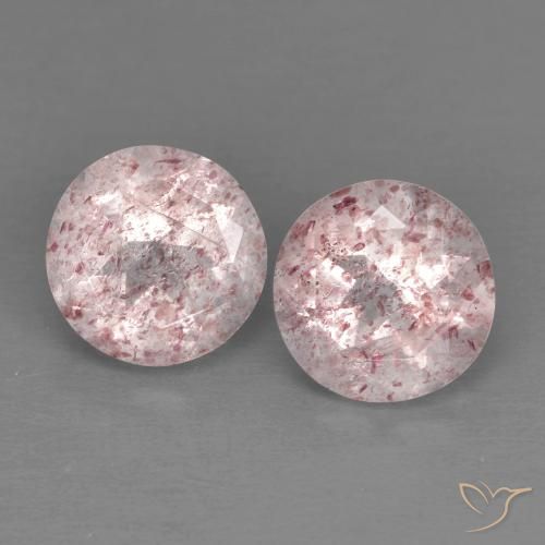 2.53ctw Naturale Rosa chiaro Quarzo Fragola, Rotondo, Trasparente