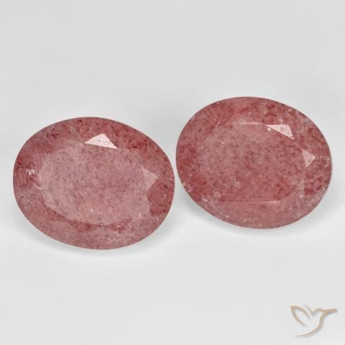 Gemme di Quarzo fragola Rosa scuro naturale da 9.13 ct, Ovale, Traslucido