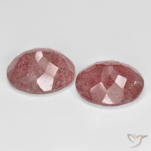 Gemme di Quarzo fragola Rosa scuro naturale da 9.13 ct, Ovale, Traslucido