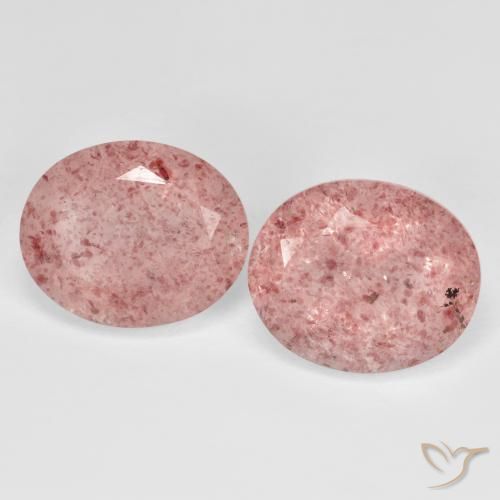 9.13ctw Naturale Rosa chiaro Quarzo Fragola, Ovale, Trasparente