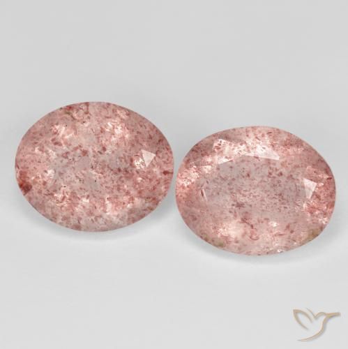 8.38ctw Naturale Rosa terroso Quarzo Fragola, Ovale, Trasparente