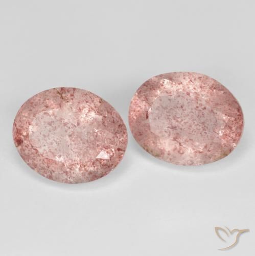 Gemme di Quarzo fragola Rosa terroso naturale da 8.38 ct, Ovale, Trasparente