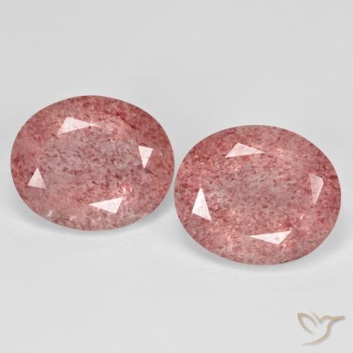 9.14ctw Naturale Rosa chiaro Quarzo Fragola, Ovale, Trasparente