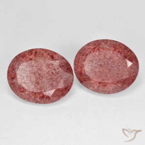 8.31ctw Naturale Rosa rossastra Quarzo fragola, Ovale, Trasparente
