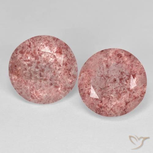 6.61ctw Naturale Rosa medio-chiaro Quarzo Fragola, Rotondo, Trasparente