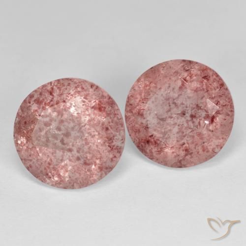 Gemme di Quarzo fragola Rosa medio-chiaro naturale da 6.61 ct, Rotondo, Trasparente