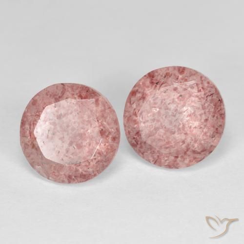 Gemme di Quarzo fragola Rosa medio naturale da 3.83 ct, Rotondo, Trasparente