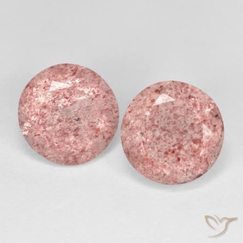 3.74ctw Naturale Rosa terroso Quarzo Fragola, Rotondo, Trasparente