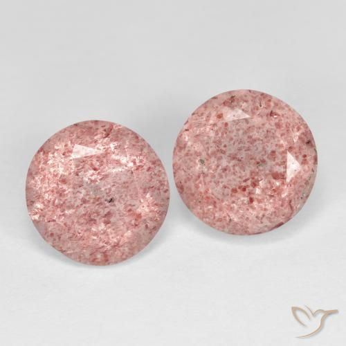 Gemme di Quarzo fragola Rosa terroso naturale da 3.74 ct, Rotondo, Trasparente