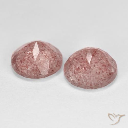 Gemme di Quarzo fragola Rosa terroso naturale da 3.74 ct, Rotondo, Trasparente