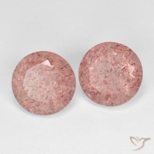 Gemme di Quarzo fragola Rosa terroso naturale da 3.51 ct, Rotondo, Trasparente
