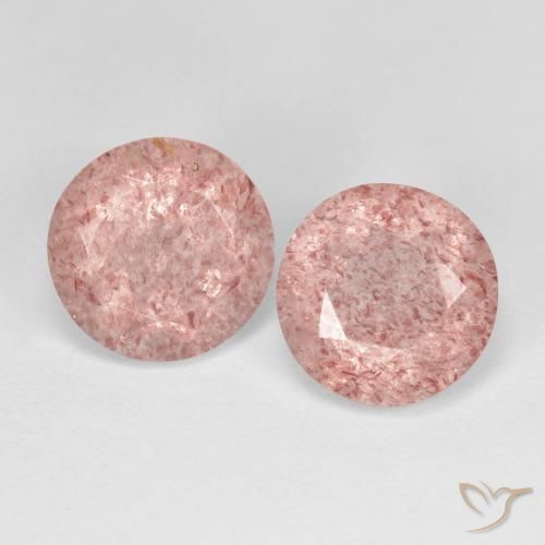 3.27ctw Naturale Rosa chiaro Quarzo Fragola, Rotondo, Trasparente