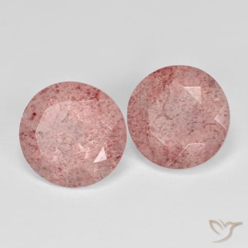 Gemme di Quarzo fragola Rosa medio naturale da 6.63 ct, Rotondo, Traslucido