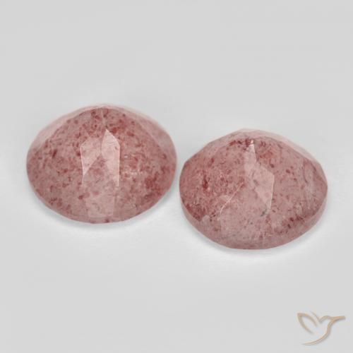 Gemme di Quarzo fragola Rosa medio naturale da 6.63 ct, Rotondo, Traslucido