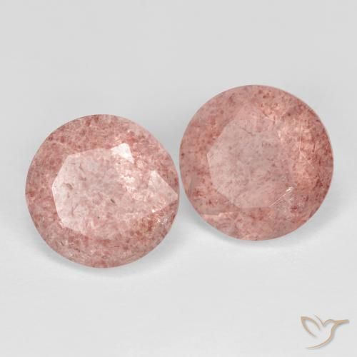 Gemme di Quarzo fragola Rosa terroso naturale da 7.22 ct, Rotondo, Traslucido