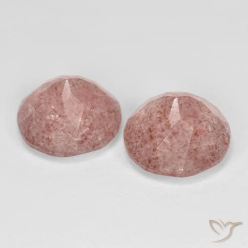 Gemme di Quarzo fragola Rosa terroso naturale da 7.22 ct, Rotondo, Traslucido
