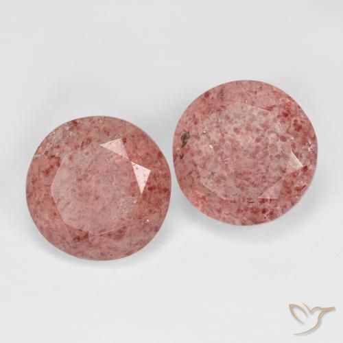 Gemme di Quarzo fragola Rosa medio naturale da 7.14 ct, Rotondo, Traslucido