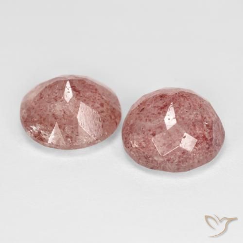 Gemme di Quarzo fragola Rosa medio naturale da 7.14 ct, Rotondo, Traslucido