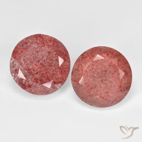 7.34ctw Naturale Rosa scuro Quarzo Fragola, Rotondo, Traslucido