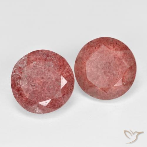 Gemme di Quarzo fragola Rosa scuro naturale da 7.34 ct, Rotondo, Traslucido